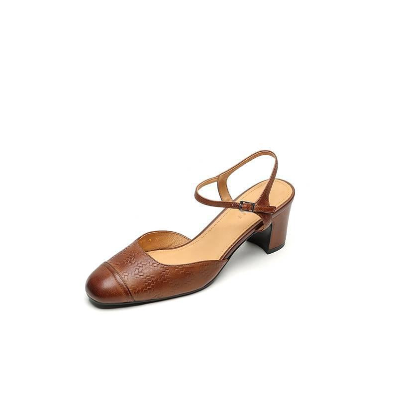 Women's Genuine Closed Toe Summer Thick Cool Pumps Not High Heeled Sandals