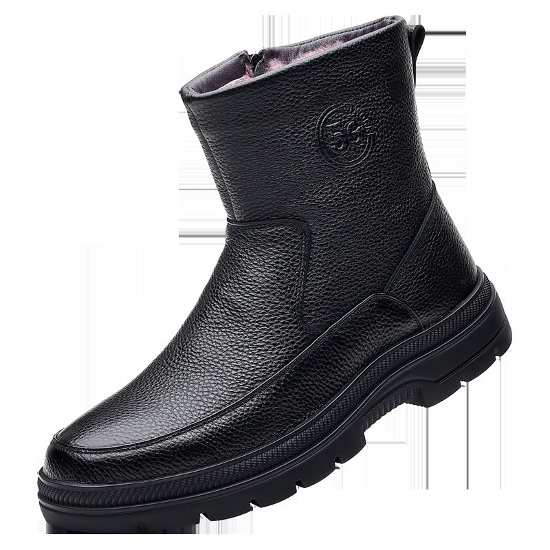 Men's Winter Wool Cowhide Fleece-lined Warm Genuine Boots