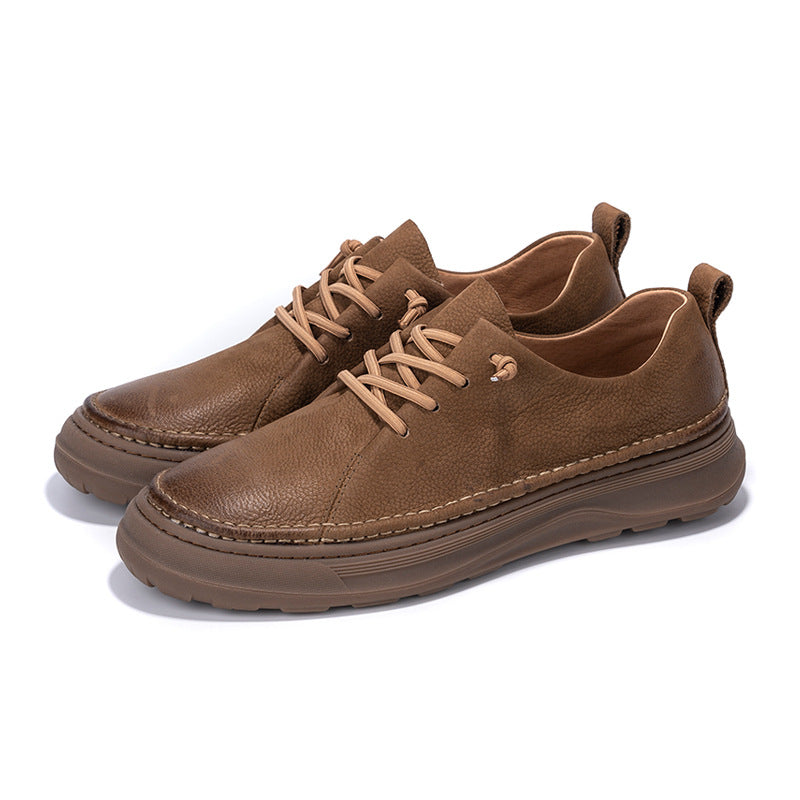 Men's Travel Cowhide Retro Soft Bottom Breathable Leather Shoes