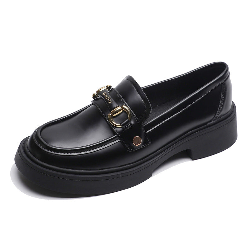 Women's Authentic British Style Black Platform Oversized Women's Casual Shoes
