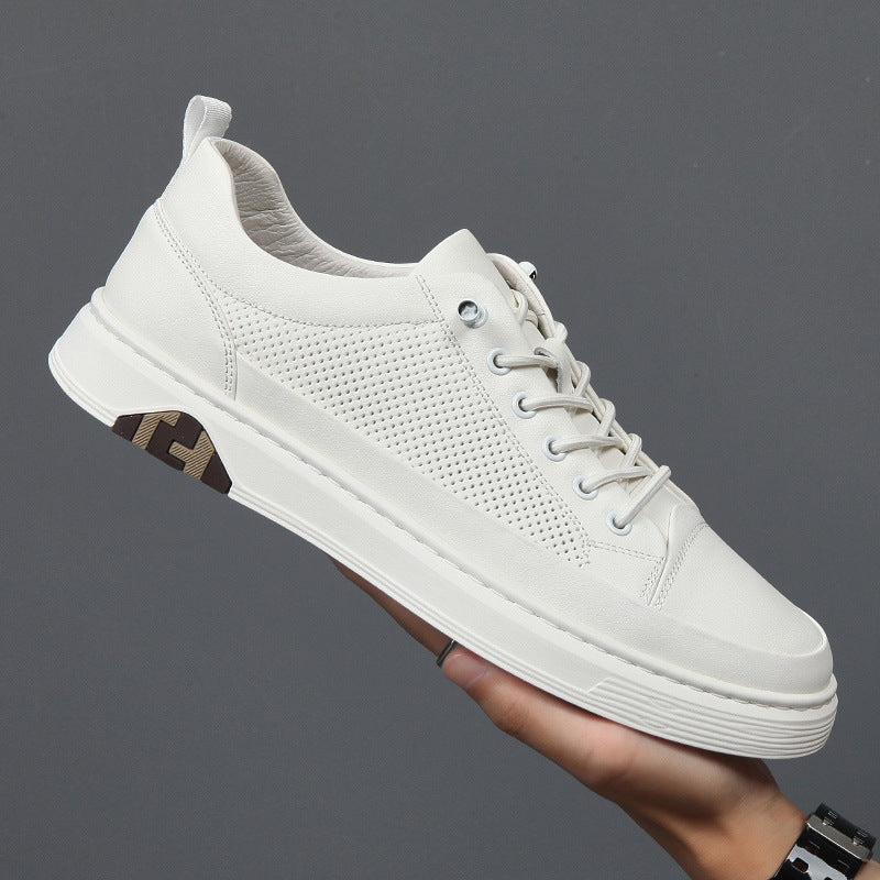Men's Hollow Perforated Breathable Genuine Board Slip-on Sneakers