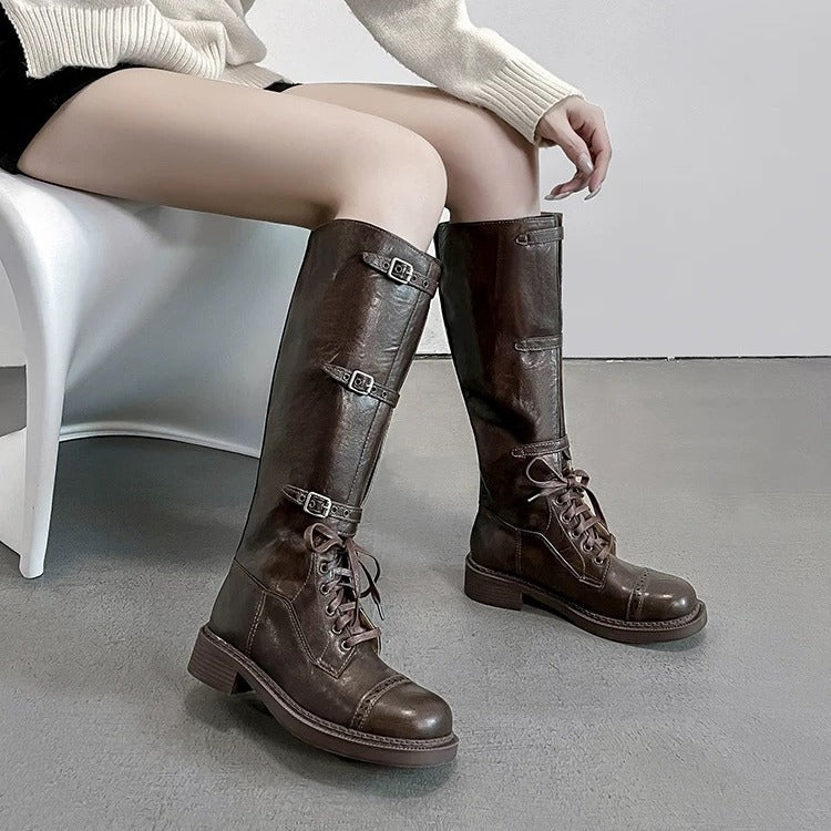 Thick Bottom Knight Belt Buckle Retro Boots