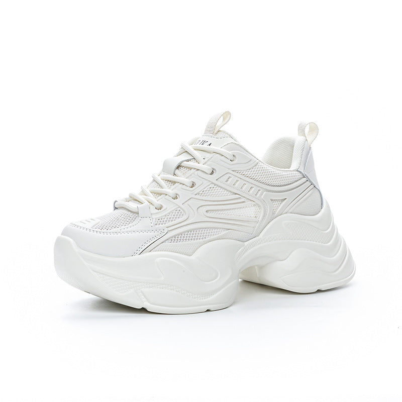 Women's Spring Thick Bottom Sports Breathable Mesh White Women's Casual Shoes