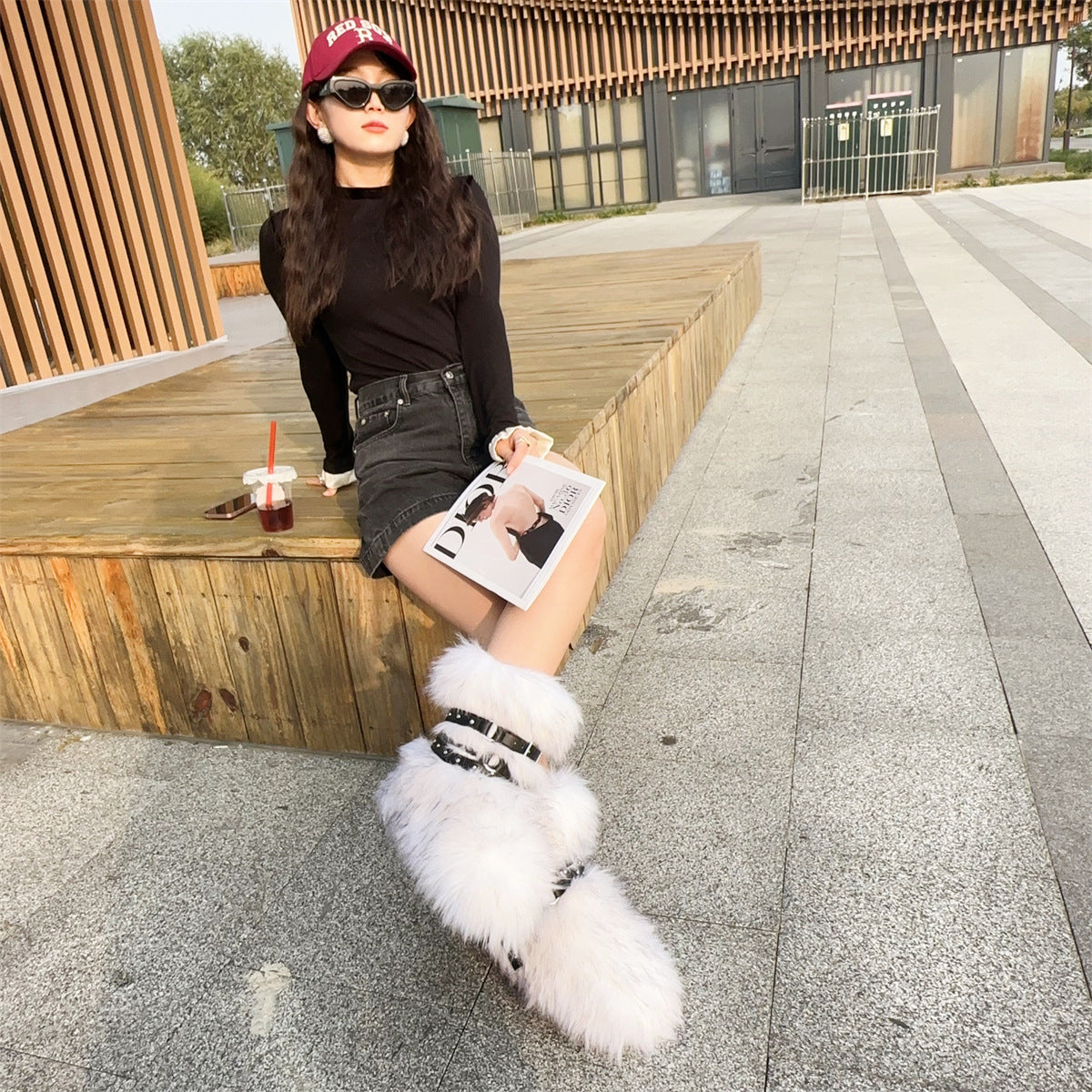 Street Hot Platform Punk Rivet Slimming Snow Boots