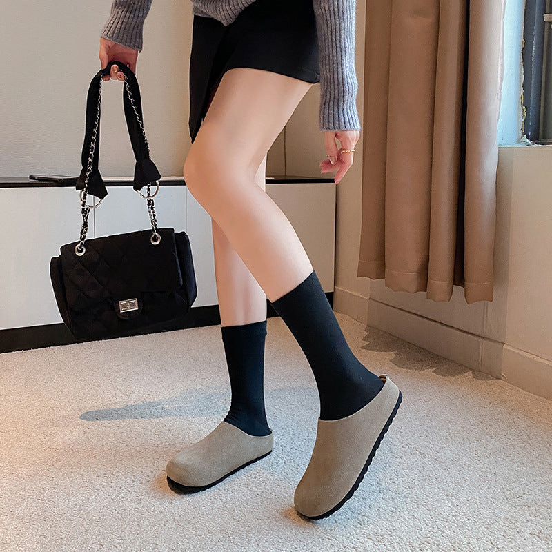 Women's Style One Pedal Flat Lazy Closed Slippers