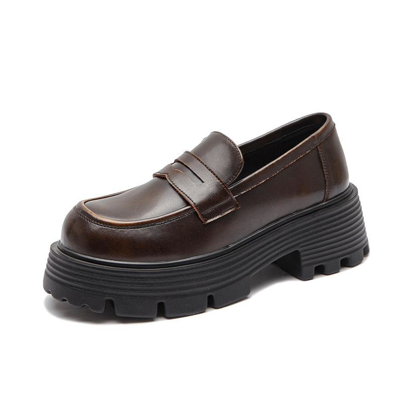 Women's Foot Beauty Power Thick-soled Autumn Vintage Leather Shoes