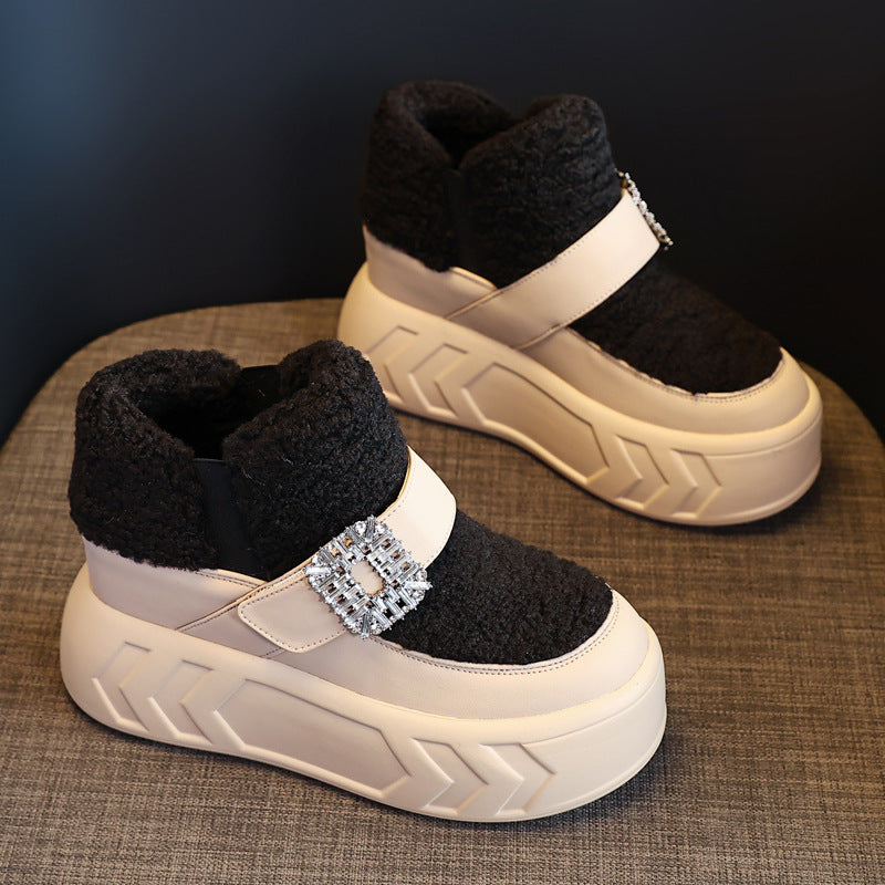 Women's Fluffy Winter Fleece Lined Padded Warm Keeping Casual Shoes