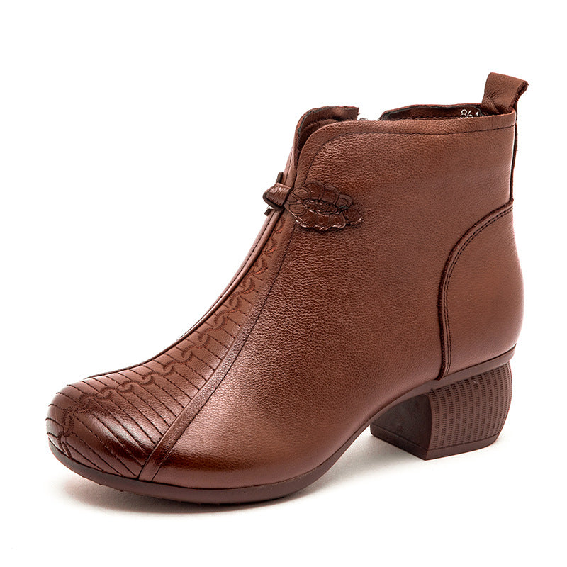 Women's Ankle Soft Bottom Mid Chunky Retro Boots