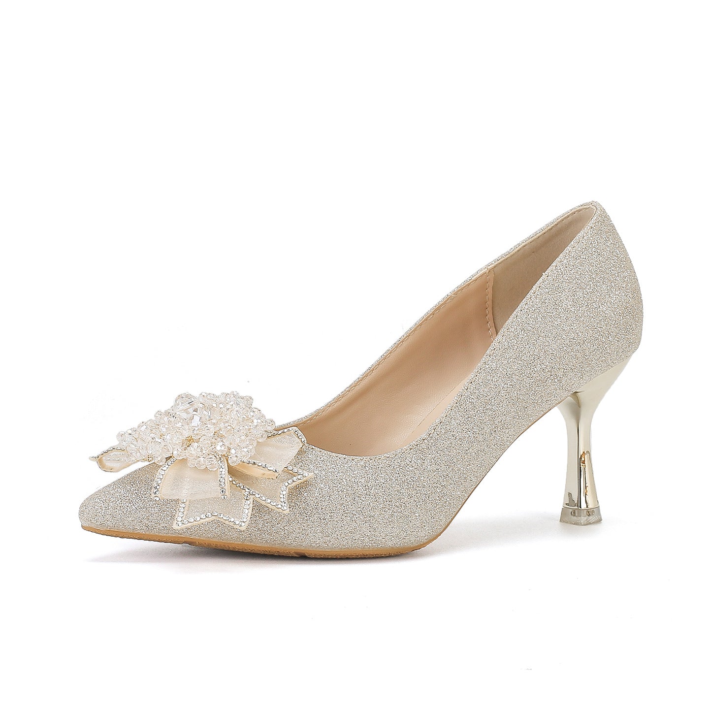 Women's Crystal Bow High Wedding Dress Bride Bridesmaid Plus Women's Fashion Shoes