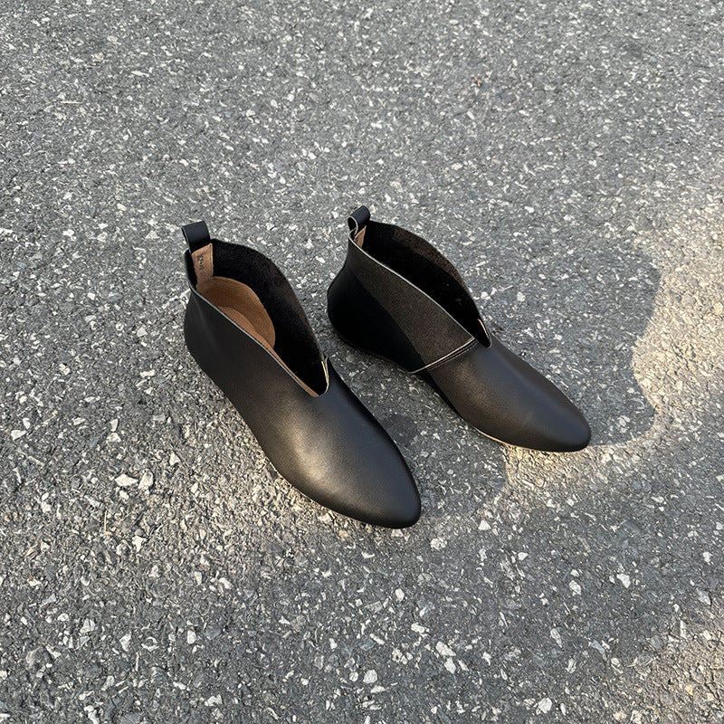 Radish Pointed Autumn First Layer Cowhide Women's Casual Shoes