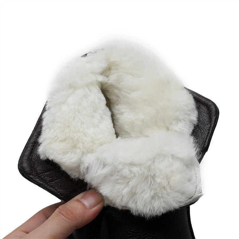 Women's Mother's Cotton Winter Thermal Cowhide Soft Bottom Women's Shoes