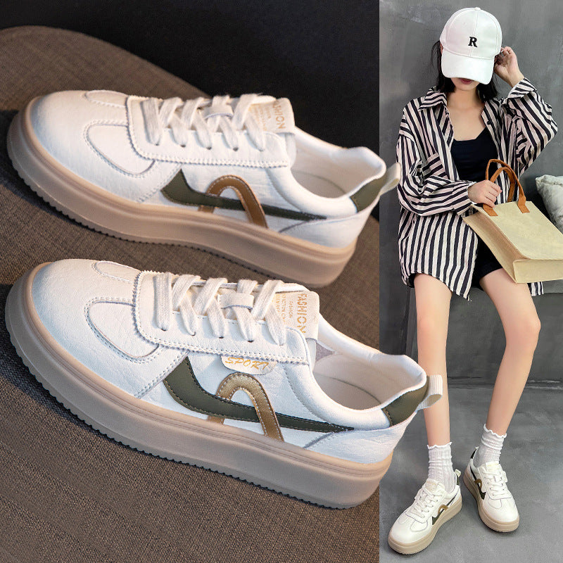 Women's White Autumn Breathable German Training Thick Casual Shoes