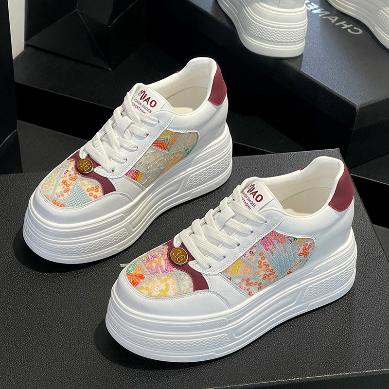 Women's Hidden White Spring Platform Breathable Korean Women's Shoes