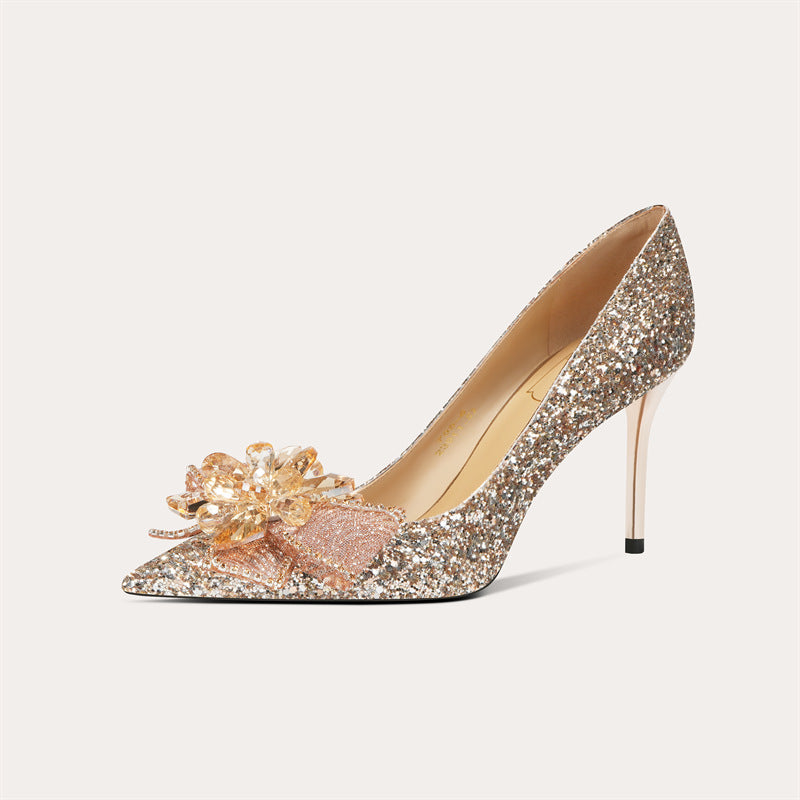 Reception Dress Bridal Crystal Bridesmaid French Women's Fashion Shoes