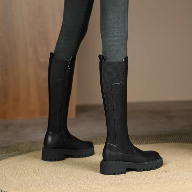 Widened Plus Size High Below The Knee Thick Bottom Boots