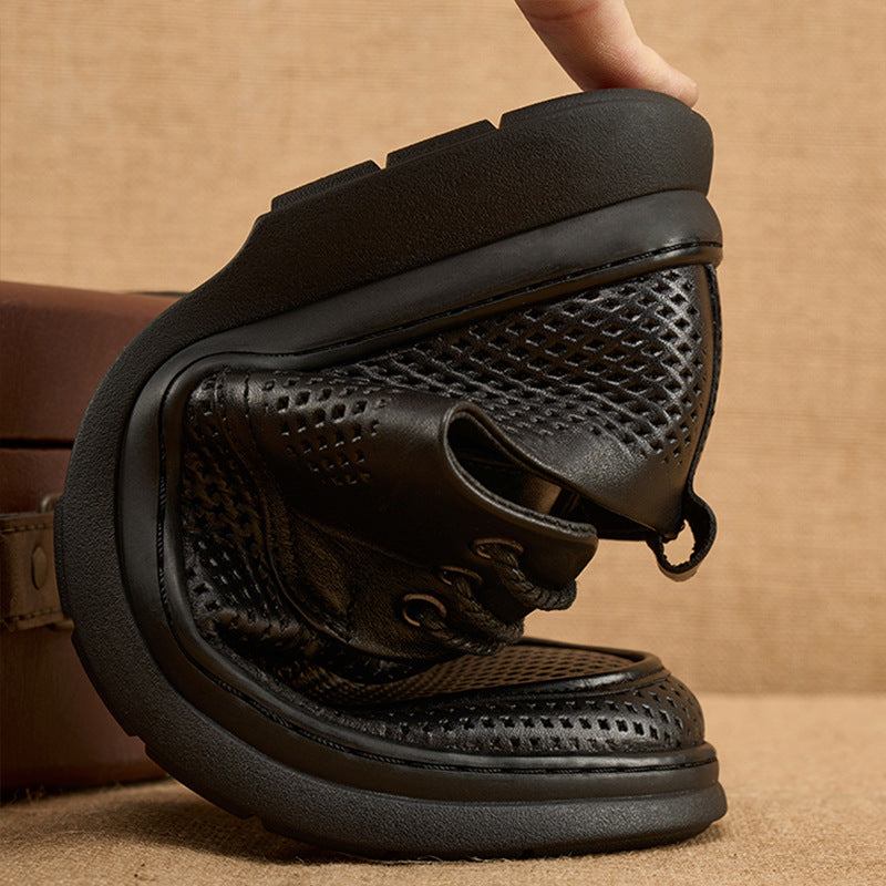 Men's Mesh Breathable Summer Pumps Rubber Soft Leather Shoes