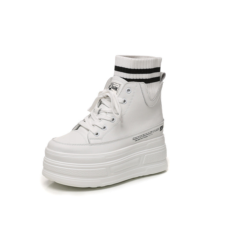 Women's Hidden White Platform Korean Short Sock Muffin Women's Cotton Shoes