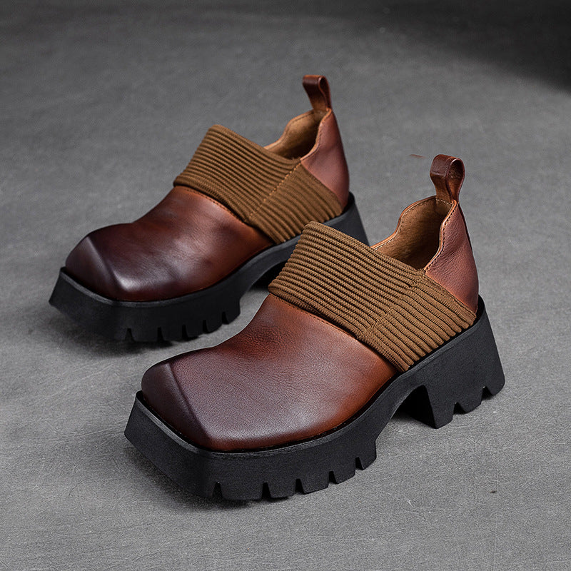 Women's Pumps First Layer Cowhide Woven Comfortable Casual Shoes