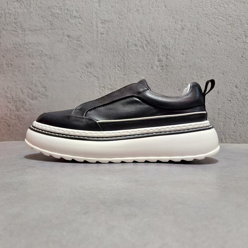 Men's Genuine Platform Fashion Top Layer Cowhide Height Men's Casual Shoes