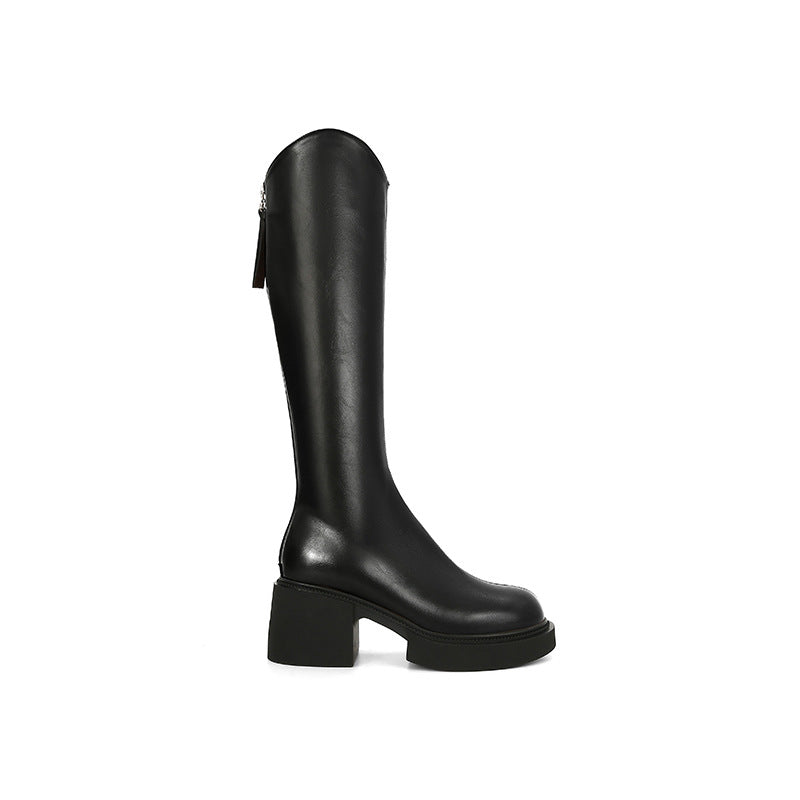 Women's Slimming V Cut Back Zipper Chunky Platform Boots