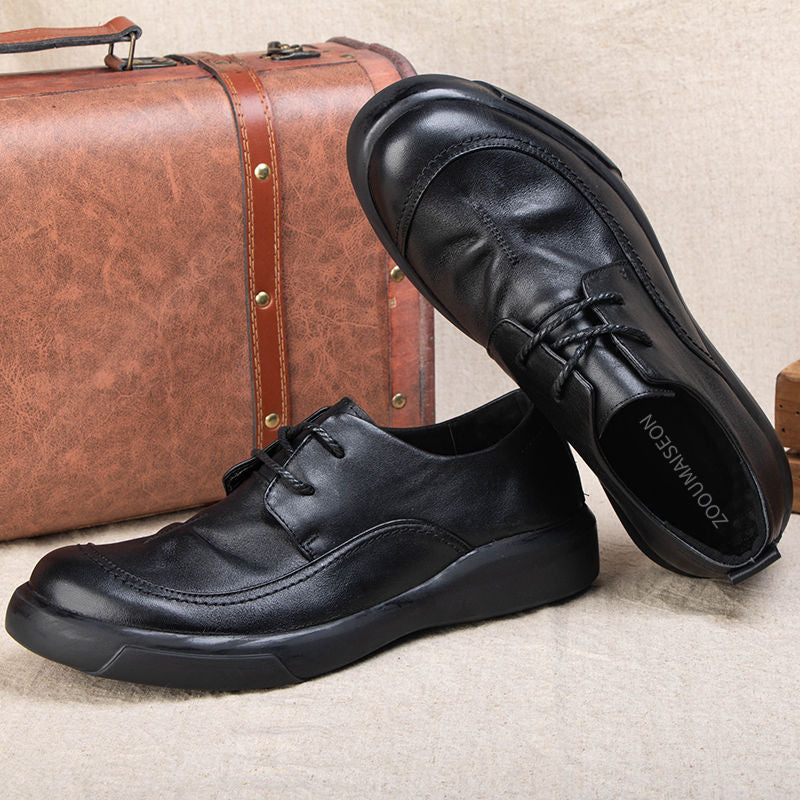 Men's Real Breathable Wearable Round Toe Soft Leather Shoes