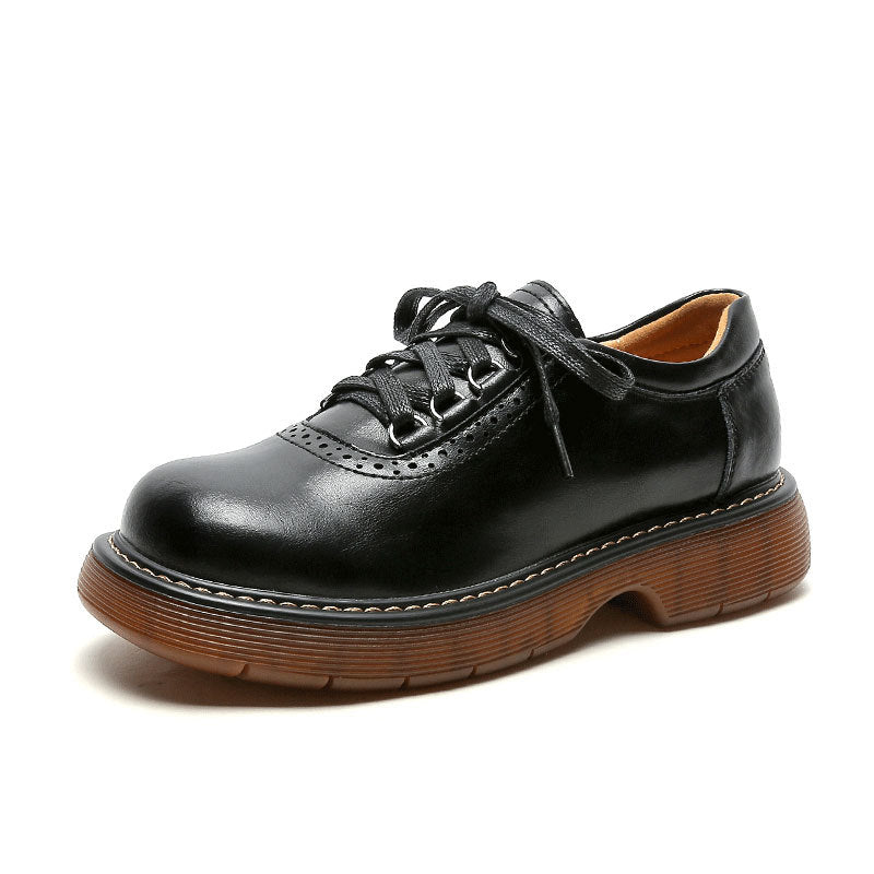 Round Toe Female British Style Single-layer Leather Shoes