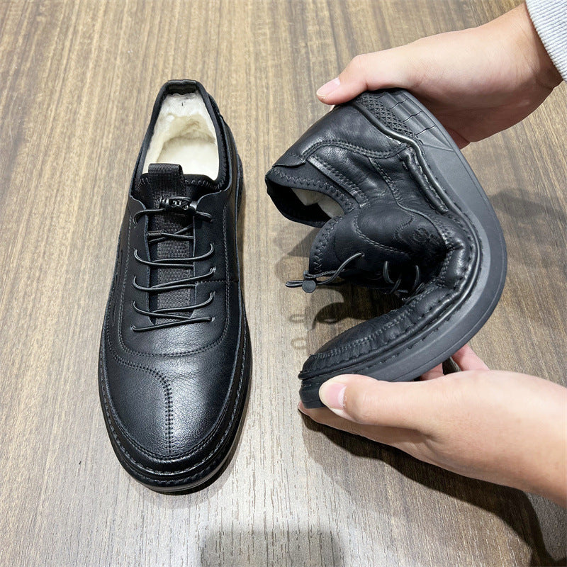 Men's Sheep Fur Integrated Dad Twisted Winter Warm Slip-on Soft Snow Boots