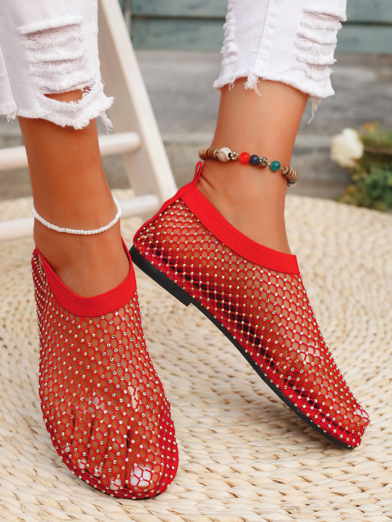 Women's Plus Size Fishnet Stockings Hollow Out Sandals