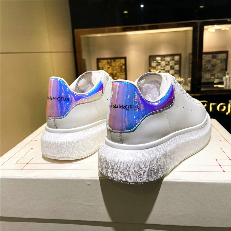 Women's Mcqueen White Genuine Platform Invisible Elevated Casual Shoes