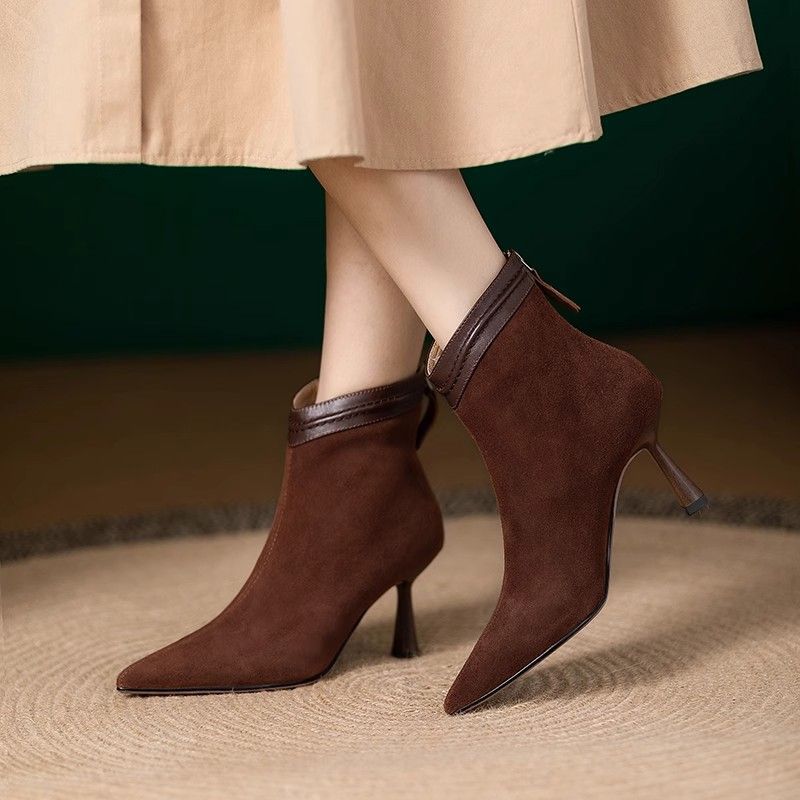 Women's & Men's Stiletto Ankle Vintage Matte Simple Graceful Women's Leather Boots