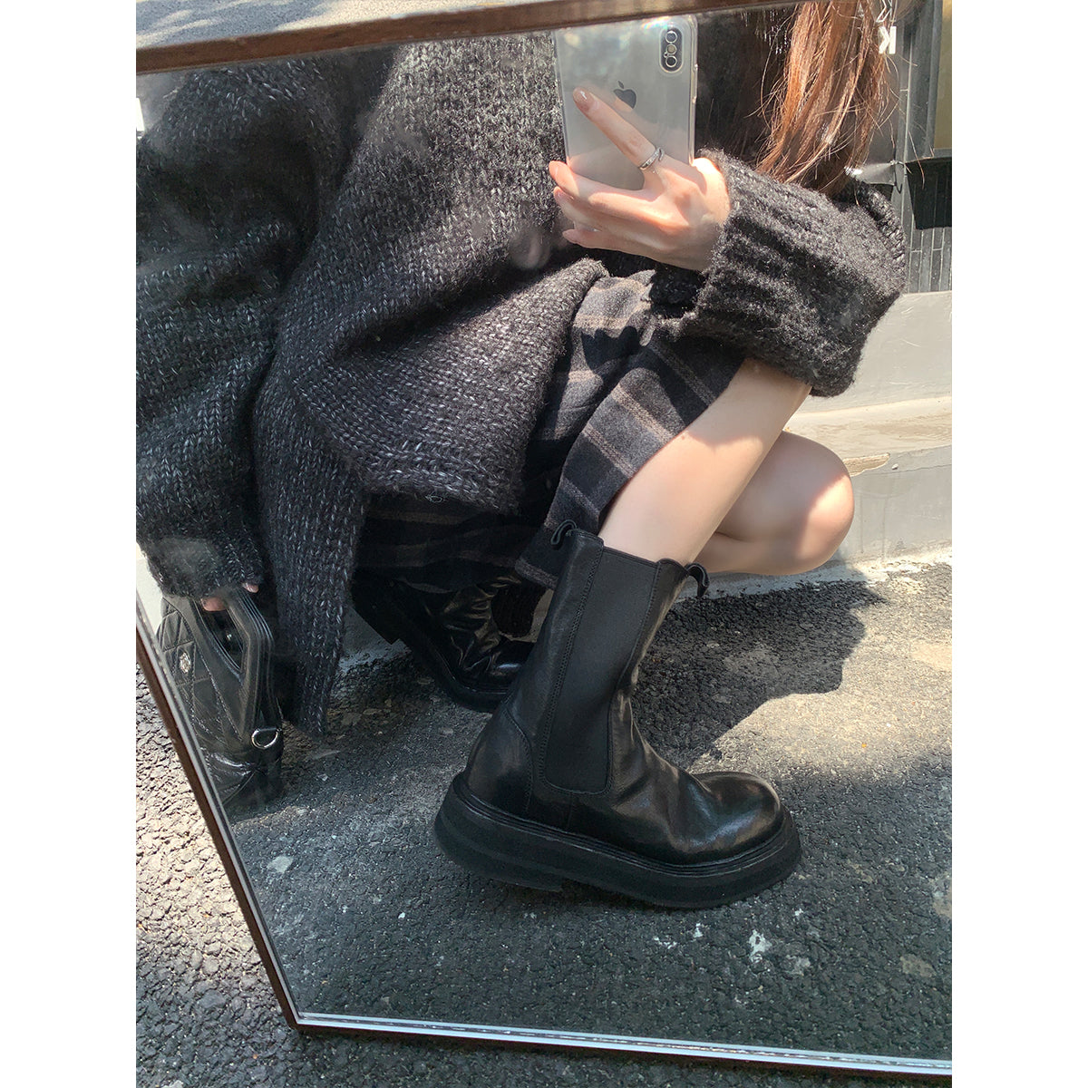 Women's Thick Bottom Smoke Pipe Chelsea Ankle Boots