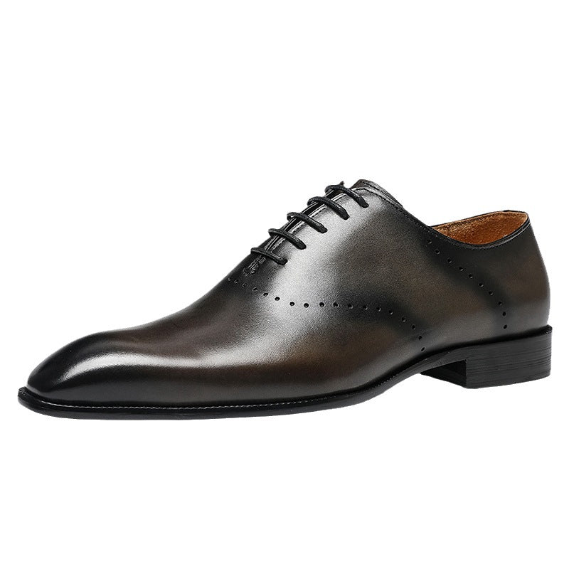 Men's Pointed British Style Carved An Entire Cowhide Leather Shoes