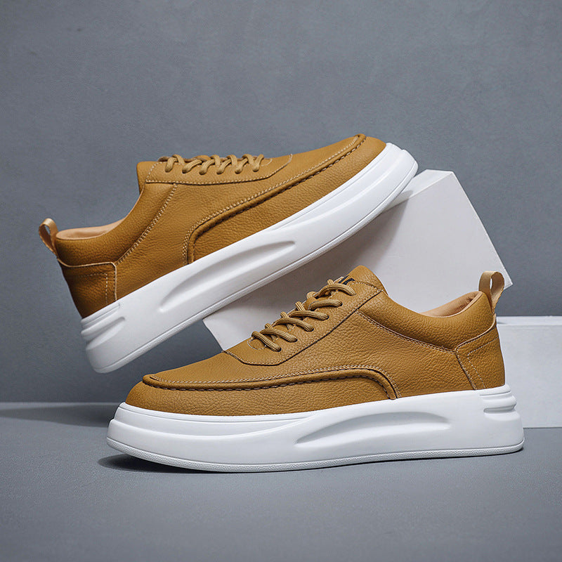 Men's Fashionable White Simple Board Preppy Style Sneakers