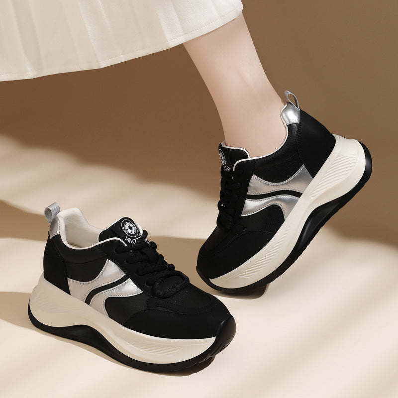 Women's Genuine Elevator Dad White Pumps Autumn Casual Shoes