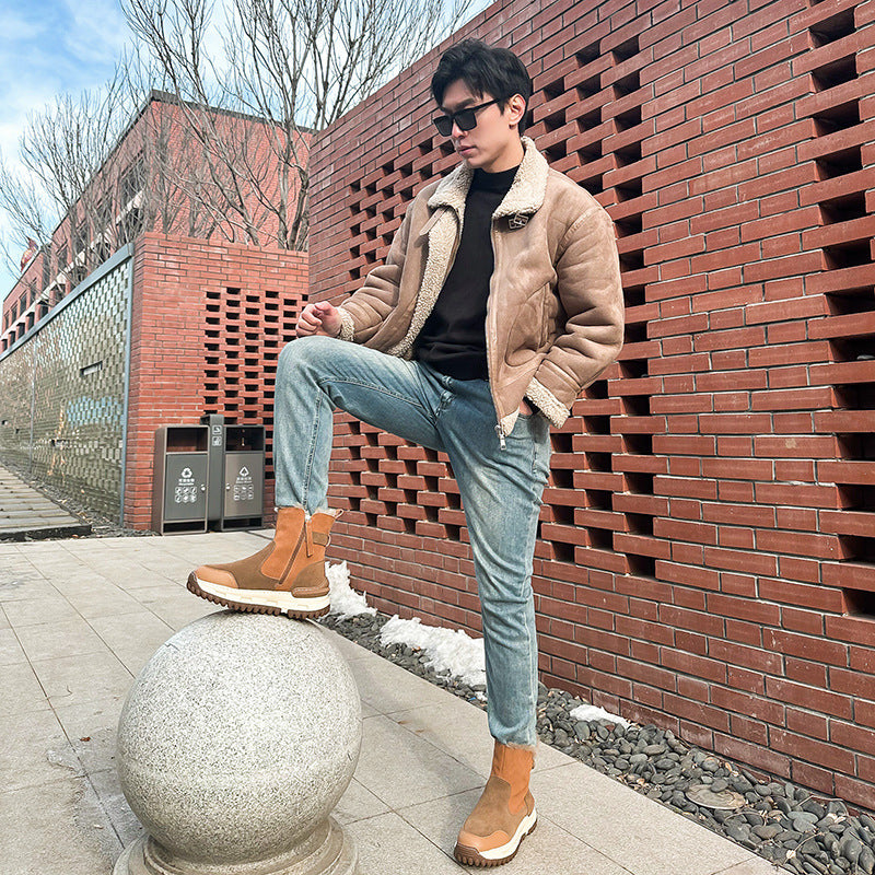 Men's Fur Integrated Winter Thickening Thermal Cotton Snow Boots