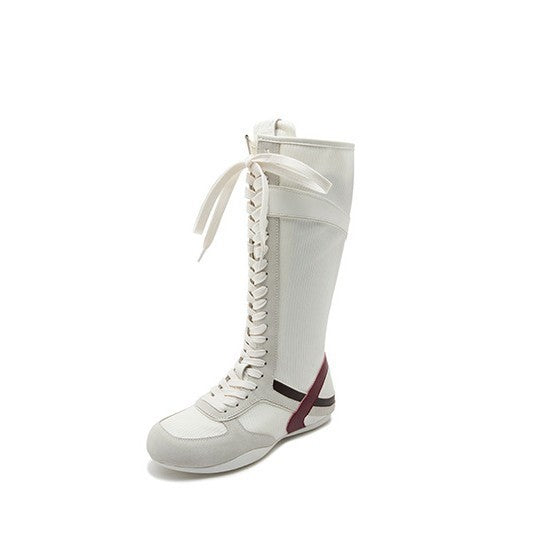 Side Zipper Soft Bottom Height Increasing Insole Fashion Strap Flat Boots