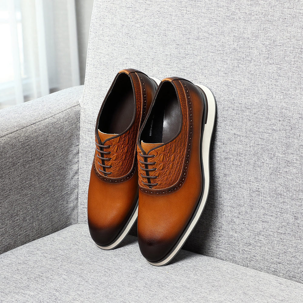 Men's Business Formal Wear British Hand-rub Color Leather Shoes