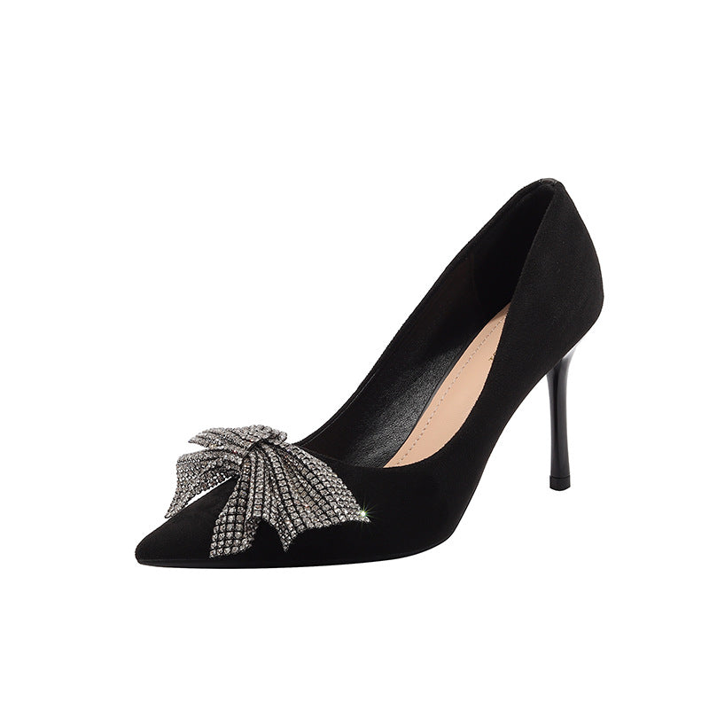 Women's Bow Rhinestone Stylish Pointed Toe Night Women's Shoes