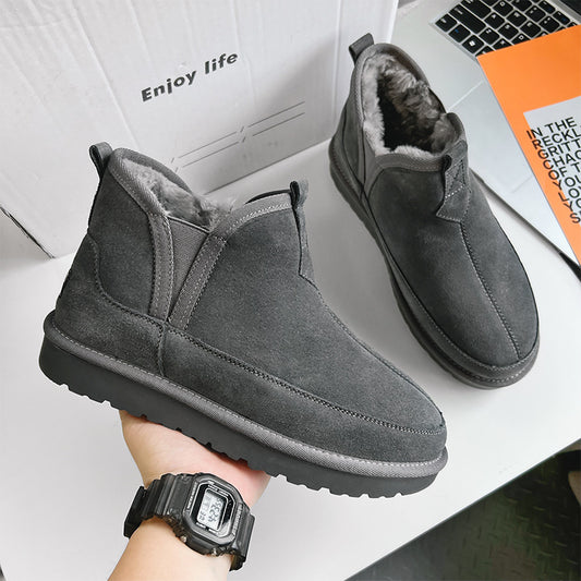 Men's Winter Fleece-lined Thickened Bread Genuine Versatile Snow Boots