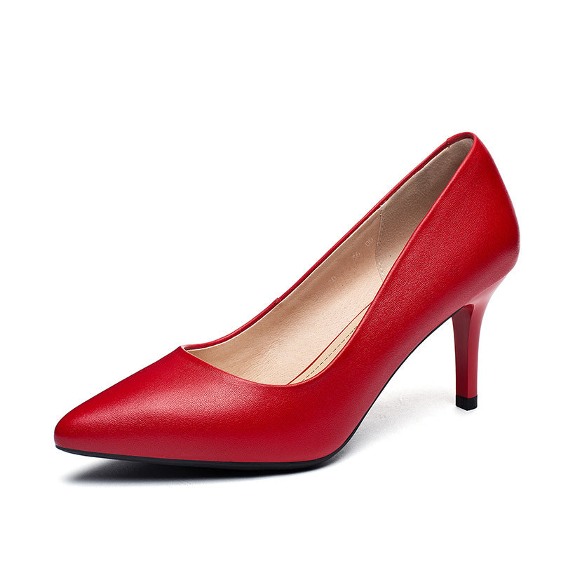 Women's Genuine Professional Red High Pointed Toe Fine With Women's Shoes
