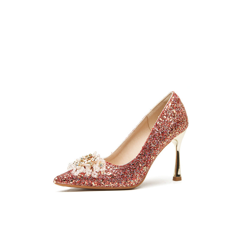 Women's Wedding Dress Two-way High-grade Rhinestone Flower Women's Shoes