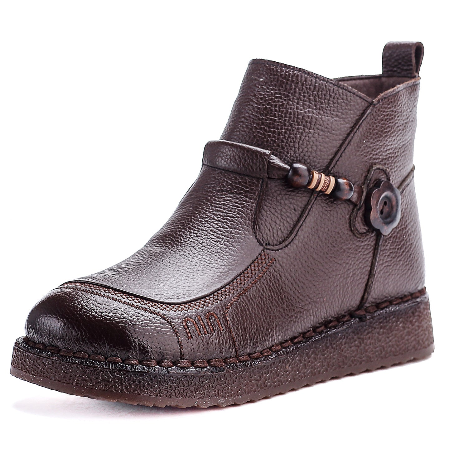 Women's Retro Ethnic Style Booties Beef Tendon Soft Bottom Fat Feet Women's Leather Boots