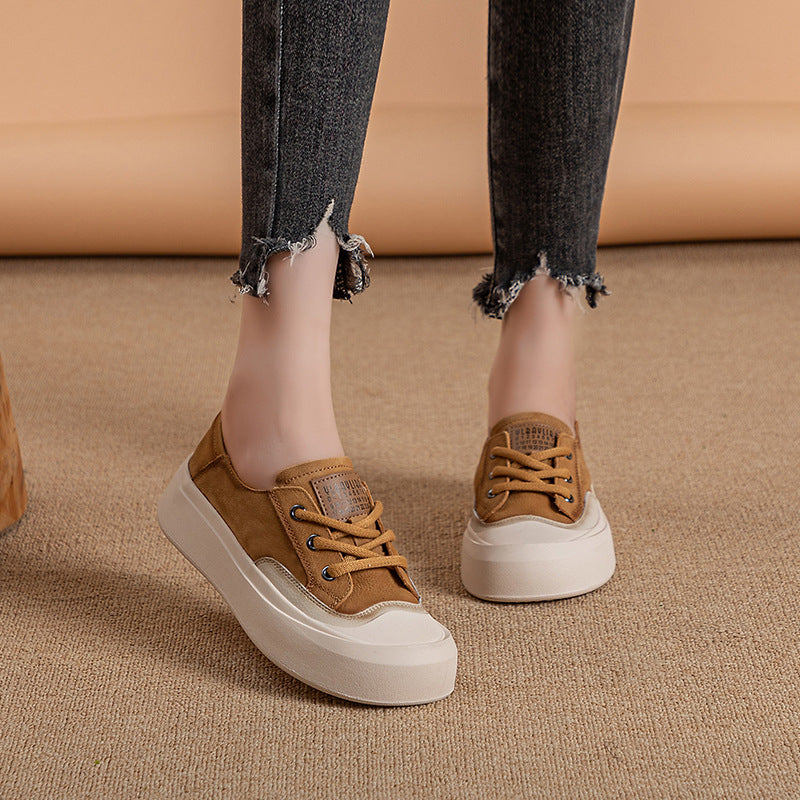 Women's Flat Retro Easy Matching Thick Bottom Breathable First Sneakers