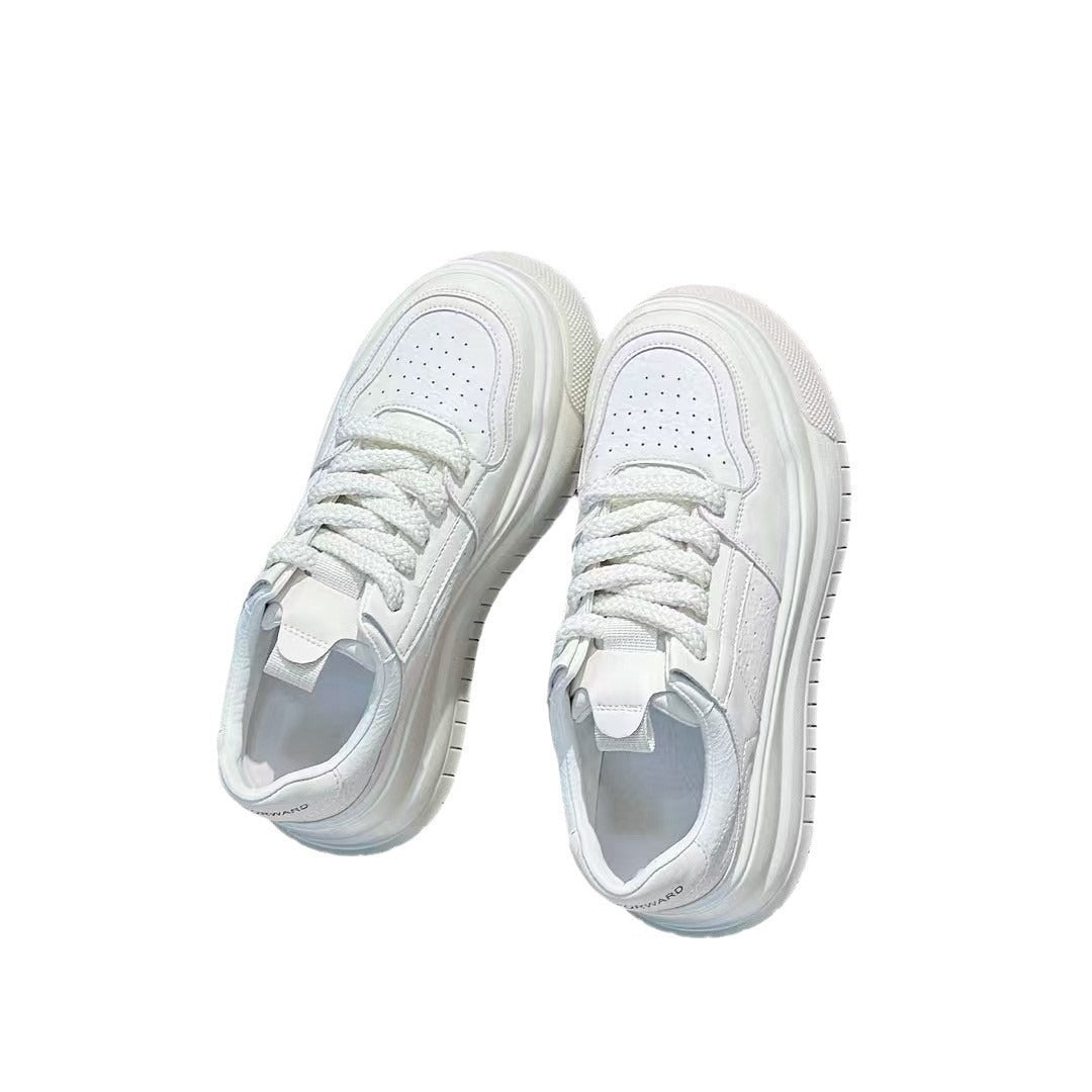 Women's Thick-soled Height Increasing Fashionable White Pumps Sneakers