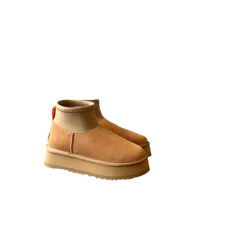Women's Platform Fur Integrated Winter Cotton Height Snow Boots