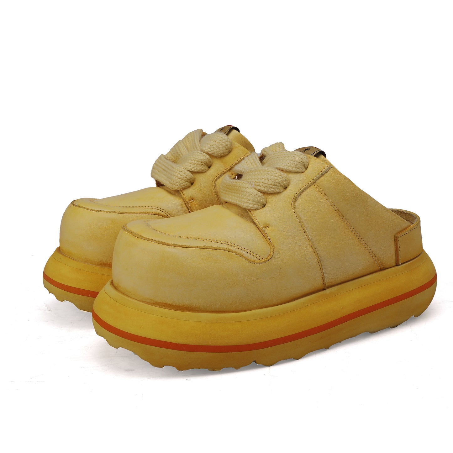 Women's Cowhide Platform Bread Retro Western Style Slippers