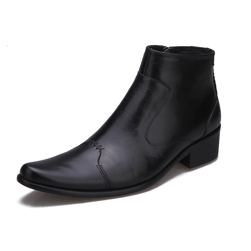 Men's Head Cowhide High British Martin Fashion Korean Boots