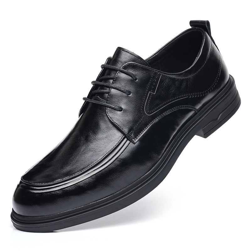 Men's Layer Cowhide Business Trendy Lace Up Leather Shoes