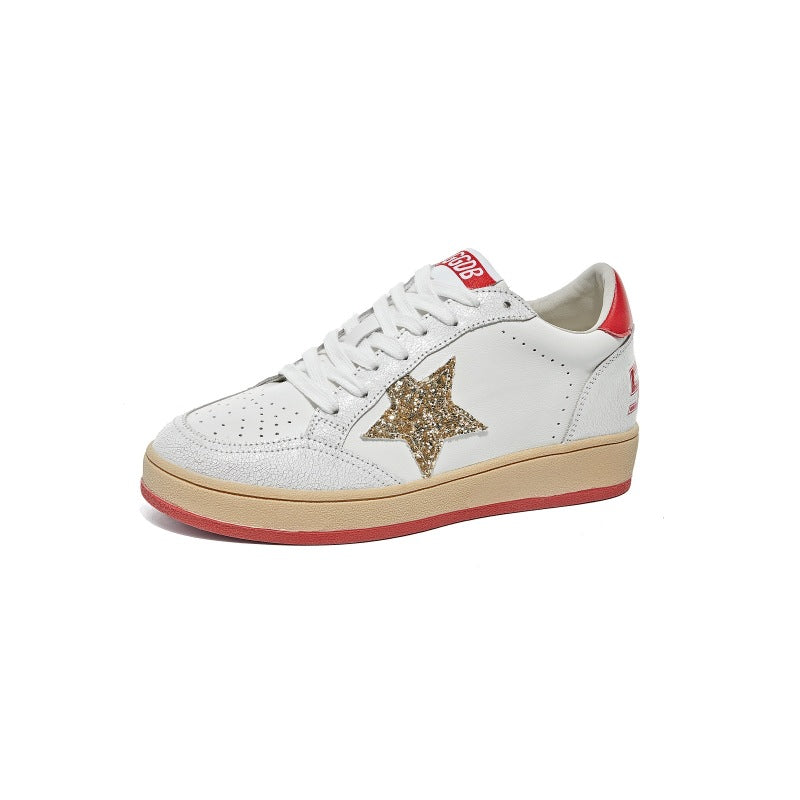 Women's Spring White Platform Sports Star Pattern Casual Shoes