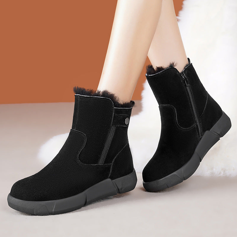 Women's Wool Northeast Fur Soft Veet Cotton Plus Snow Boots
